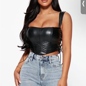 Fashionova Womens faux leather corset top